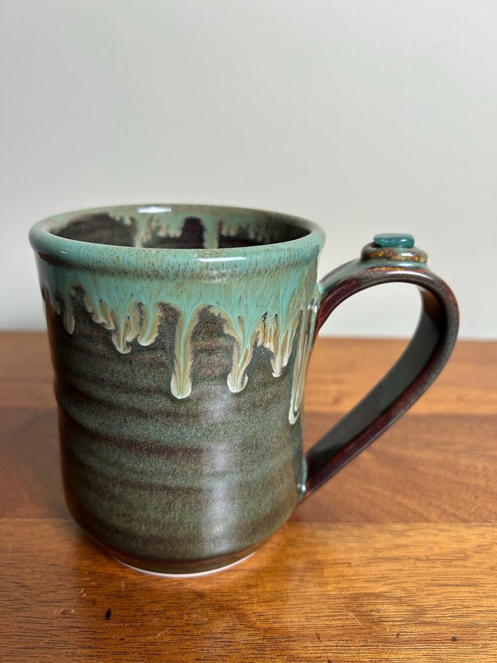 Coffee Mug, Handcrafted Signed Pottery with Decorative Handle Accent